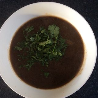 #JunkFreeJune day 8, spicy Mexican black bean soup with loads of fresh coriander