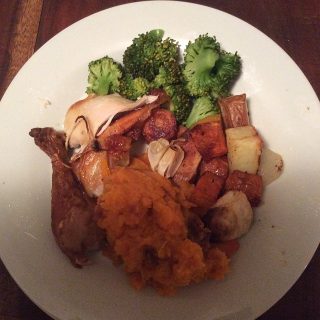 #JunkFreeJune #day2 dinner: roast chicken with roast Veg, steamed broccoli and kumura mash